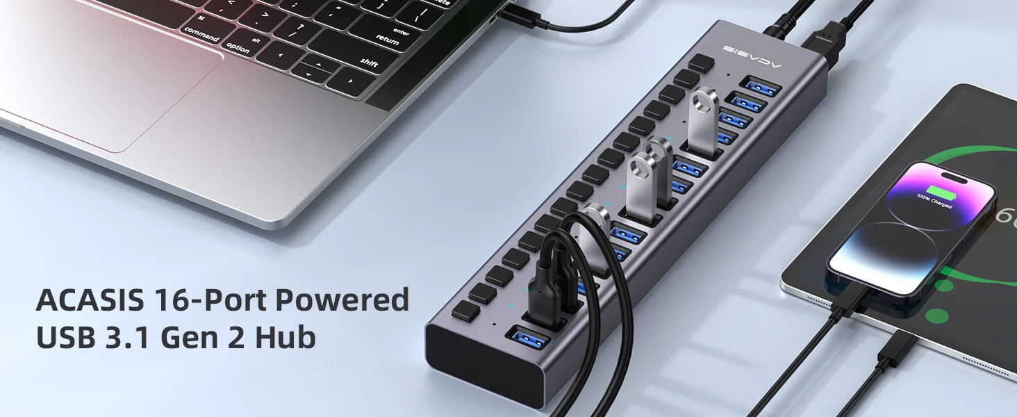 AcasisMultiUSB3.1Hub16portsHighSpeedWithIndividualOnOffSwitchesSplitter_HS716-1