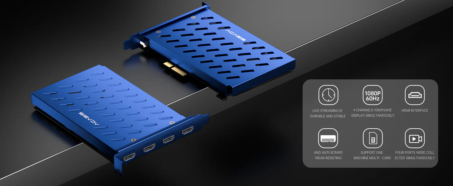 AcasisProCaptureQuadHDMIVideoCaptureCardcompatiblePCIe1080P60FPS4-ChannelBuil 1