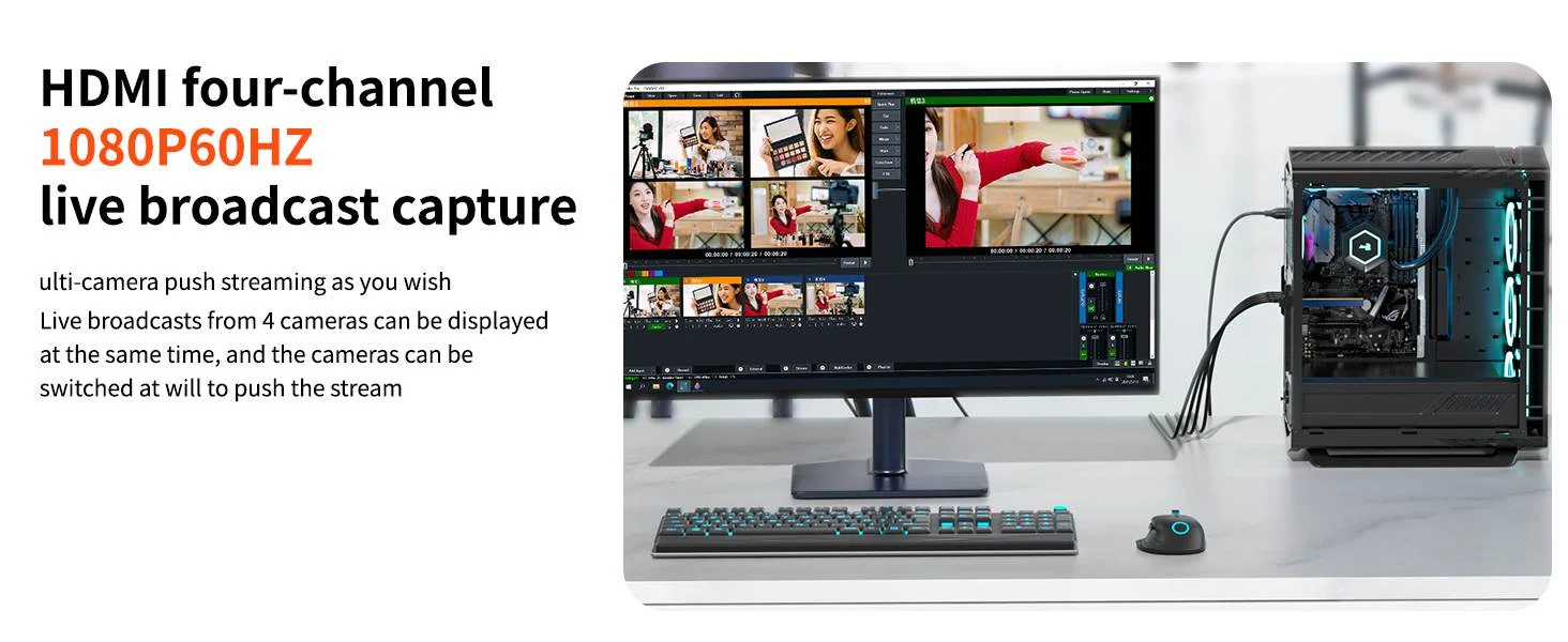 AcasisProCaptureQuadHDMIVideoCaptureCardcompatiblePCIe1080P60FPS4-ChannelBuilt 3