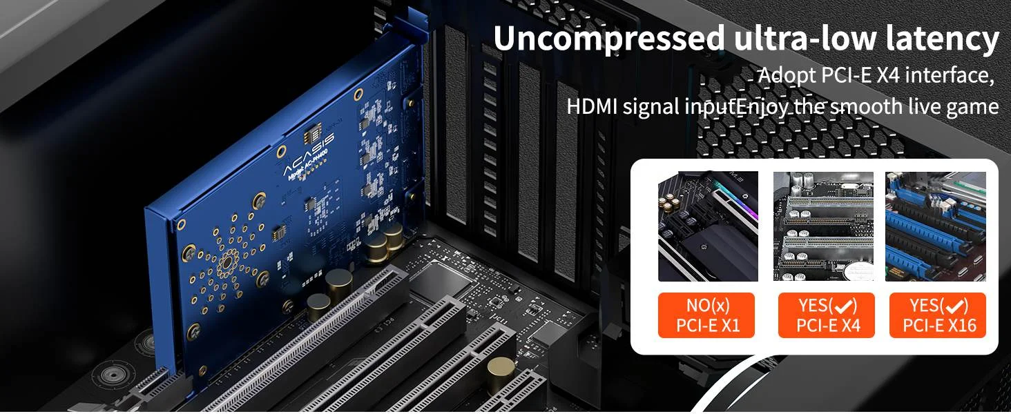 AcasisProCaptureQuadHDMIVideoCaptureCardcompatiblePCIe1080P60FPS4-ChannelBuilt 5