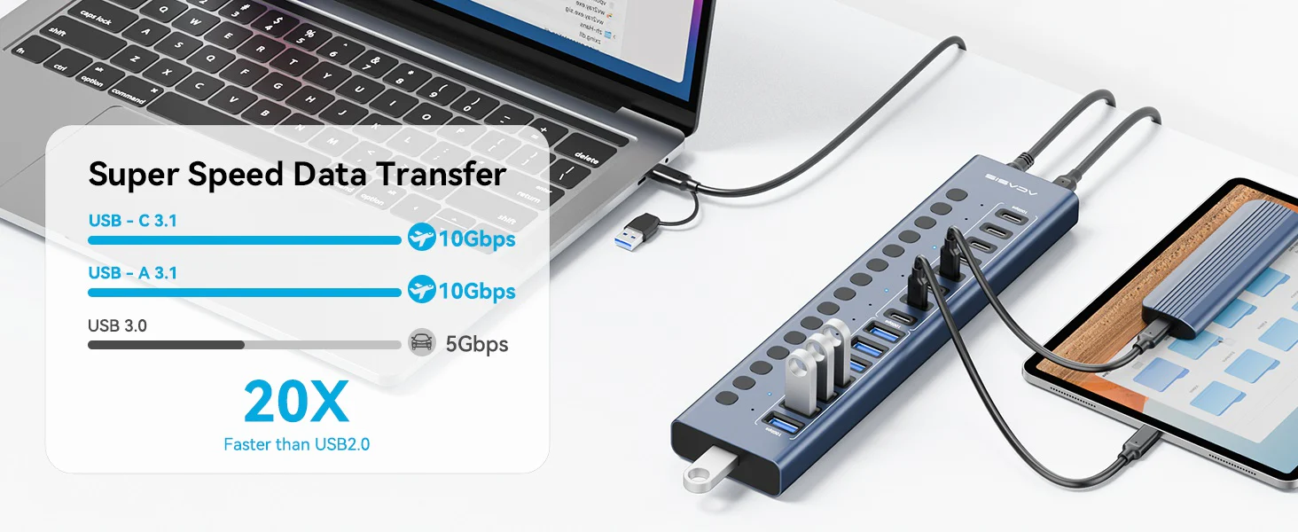 Acasis16Port10GbpsUSB3.2HubPowered_8USB-A_8USB-CPorts_10